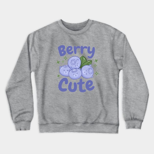 Berry Cute Kawaii Blueberries with Bear Faces Crewneck Sweatshirt by Sunburst Designs